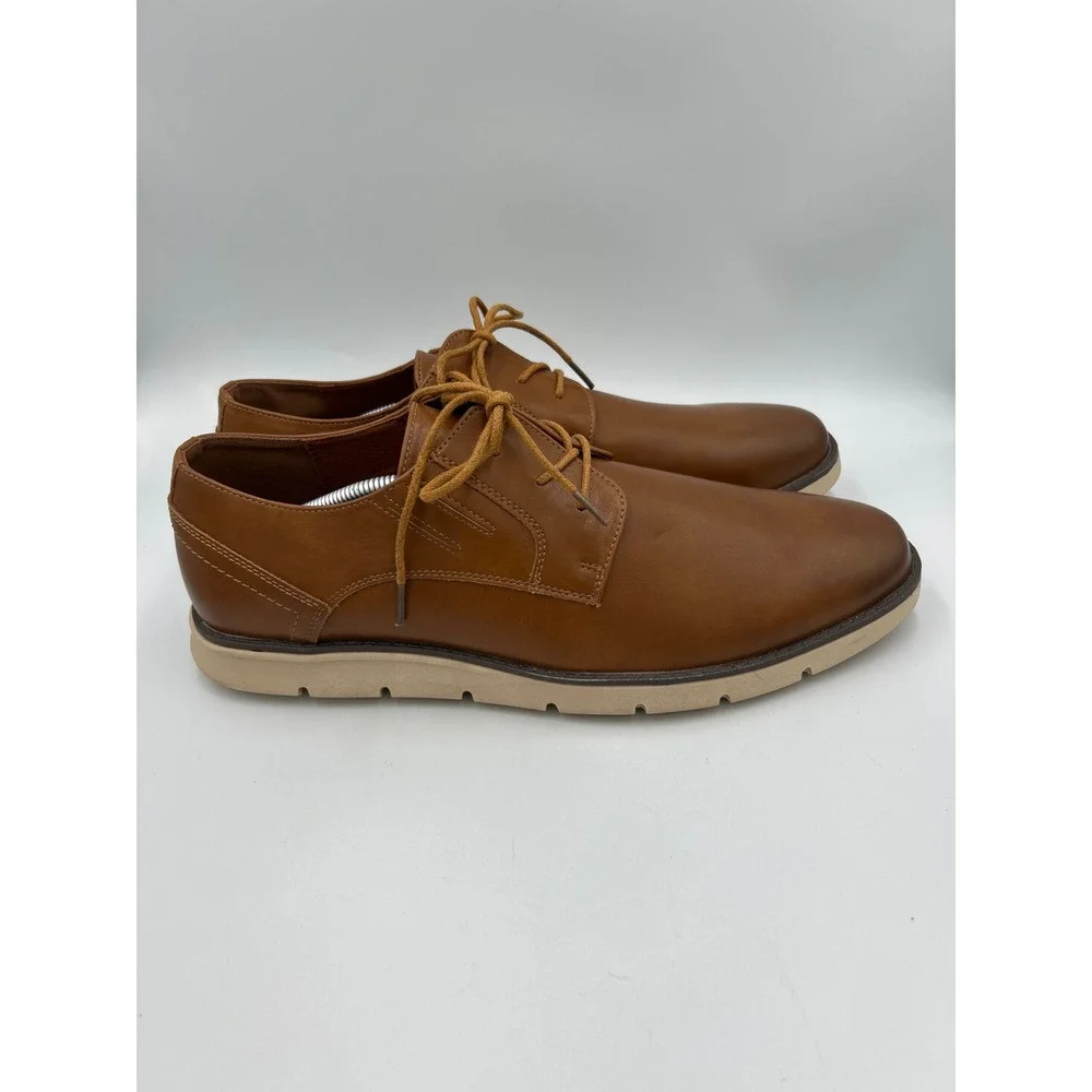 Jonsen‎ Milan Mens Size 12 Cognac Brown Leather Oxford Dress Casual Shoes